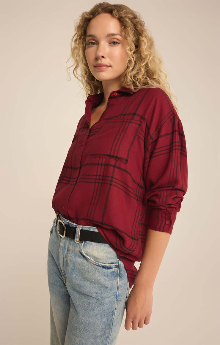 River Plaid Button-Up Shirt