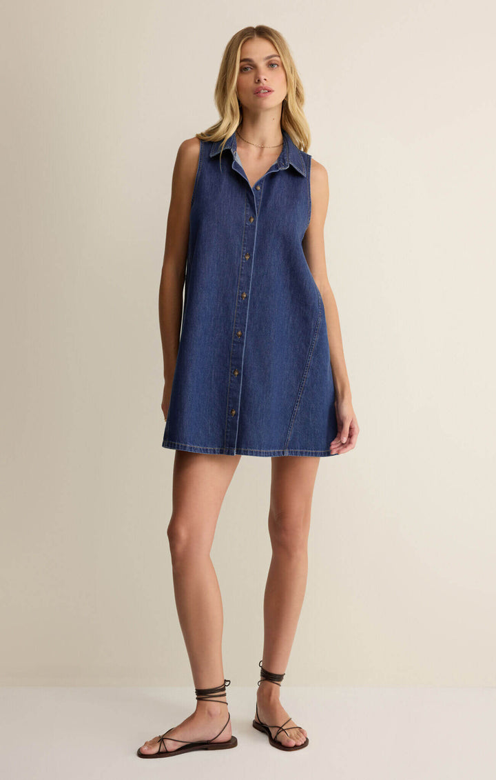 Z SUPPLY: New Day Denim Mini Dress - Deep Water