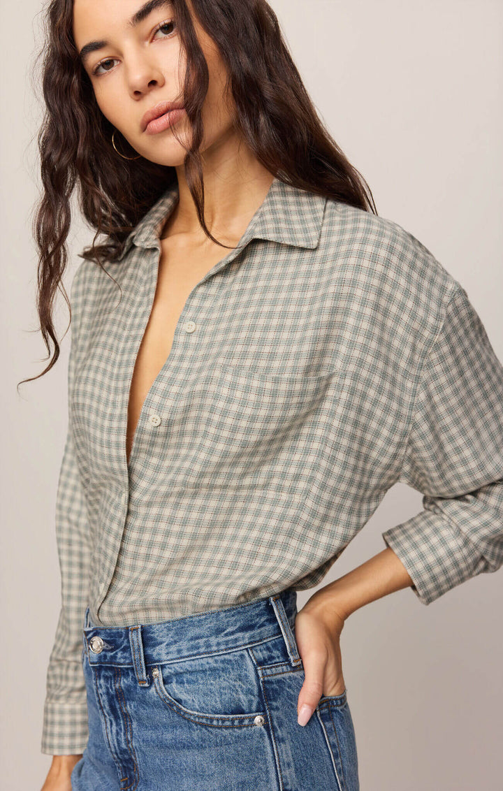 Z SUPPLY: River Plaid Button Up Shirt - Emerald Cove