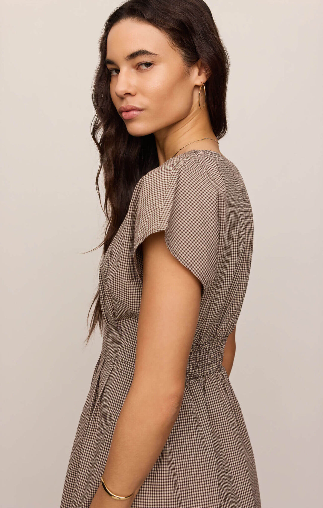 Z SUPPLY: Sanna Gingham Midi Dress - Dark Chocolate