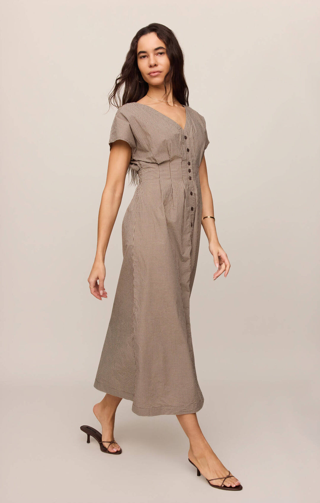 Z SUPPLY: Sanna Gingham Midi Dress - Dark Chocolate