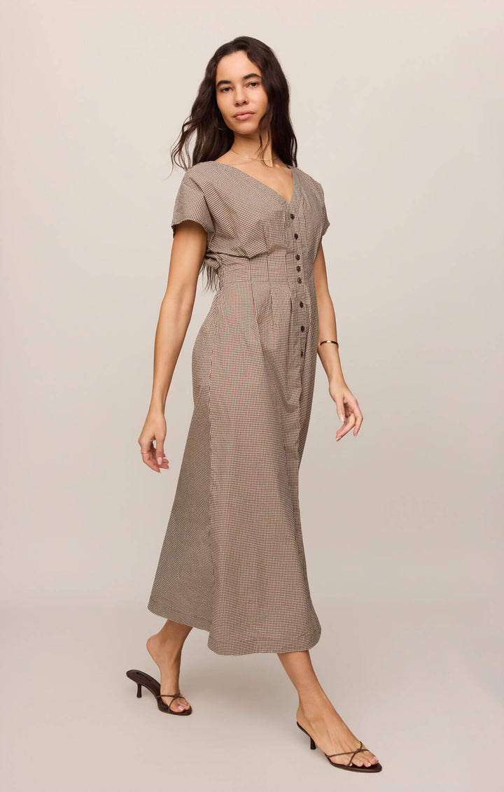 Z SUPPLY: Sanna Gingham Midi Dress - Dark Chocolate
