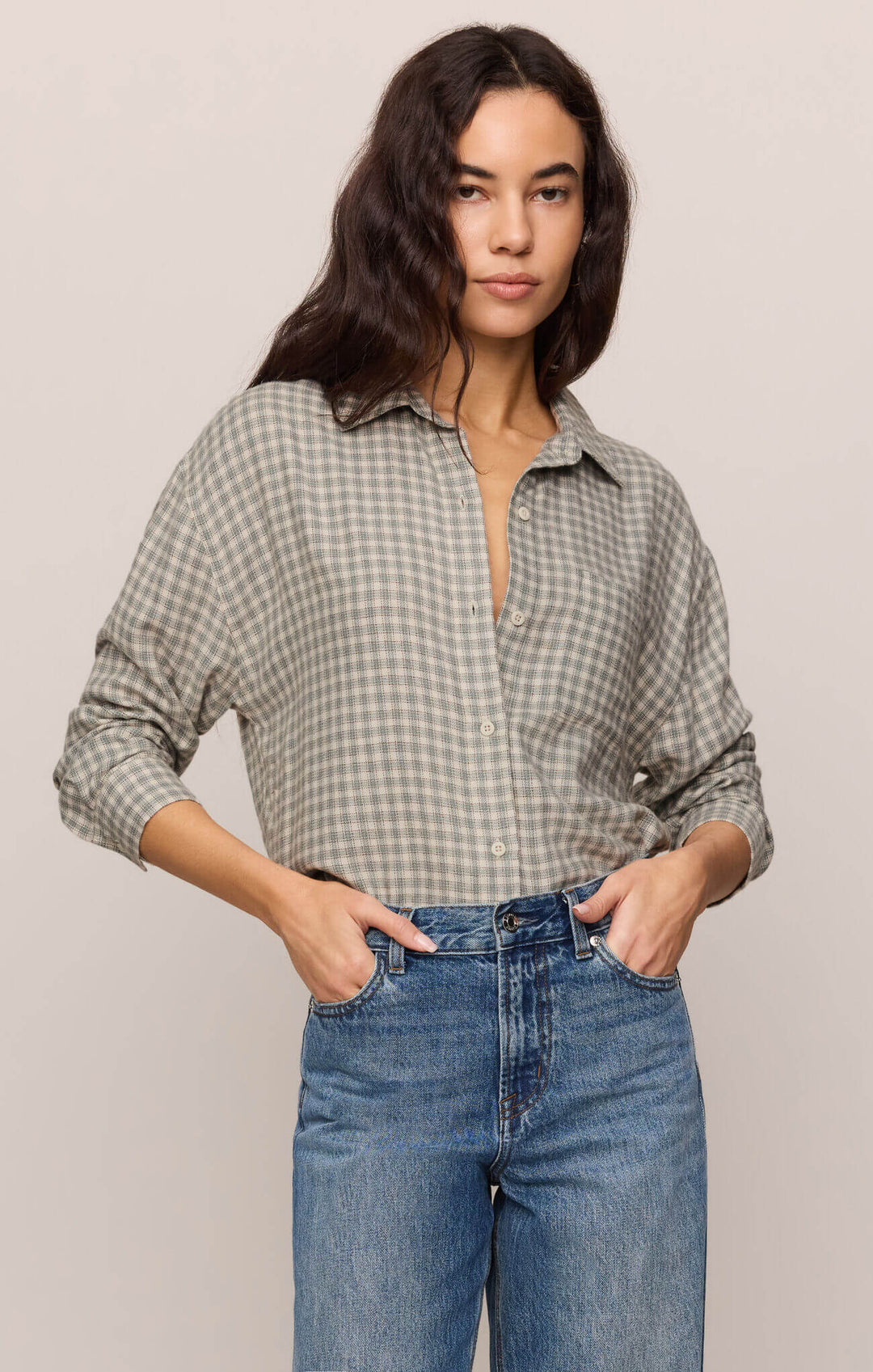 Z SUPPLY: River Plaid Button Up Shirt - Emerald Cove