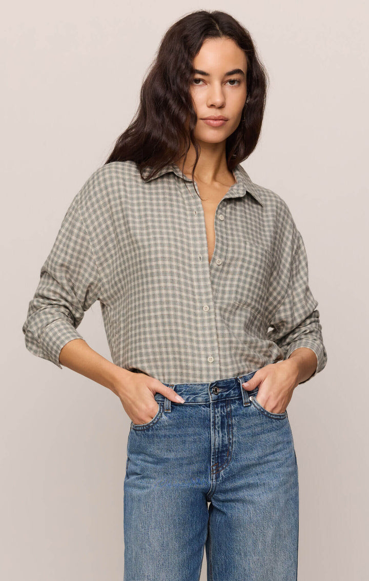 Z SUPPLY: River Plaid Button Up Shirt - Emerald Cove