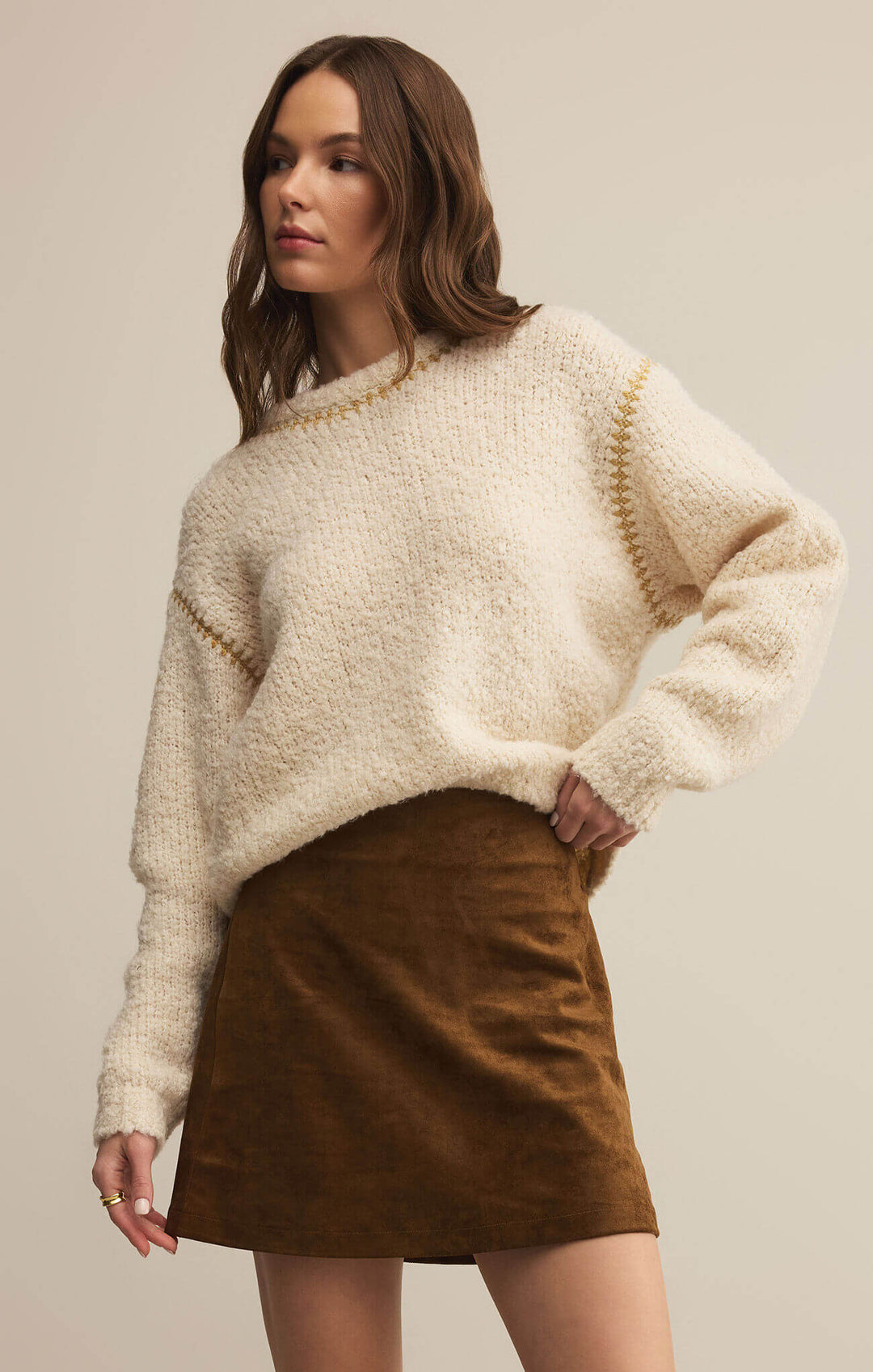 Z SUPPLY: Romnie Whipstitch Sweater - Crystal