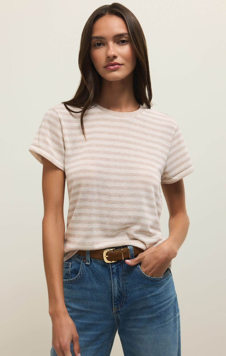 Z SUPPLY: Tourist Striped Tee - Neutral Heather