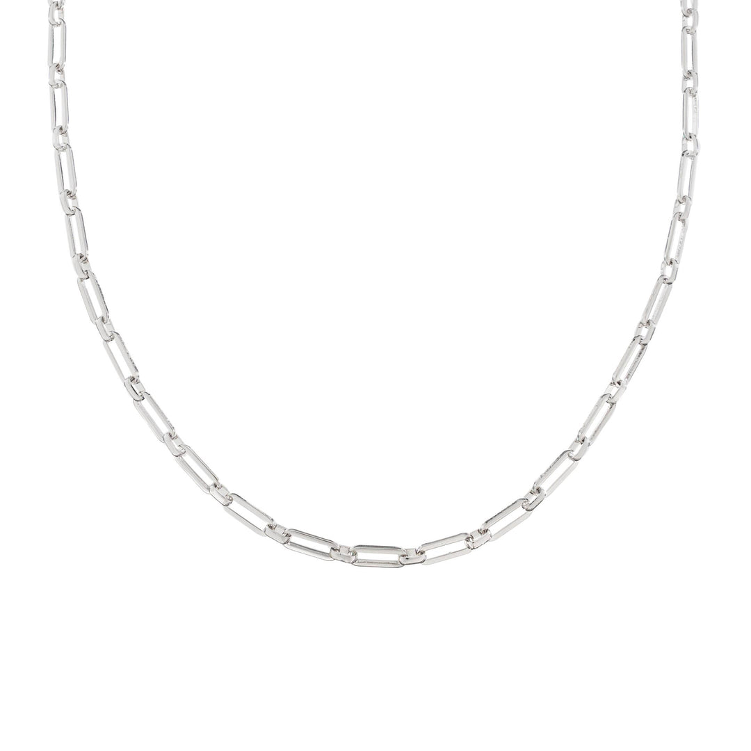 Silver Paper Clip Chain Necklace