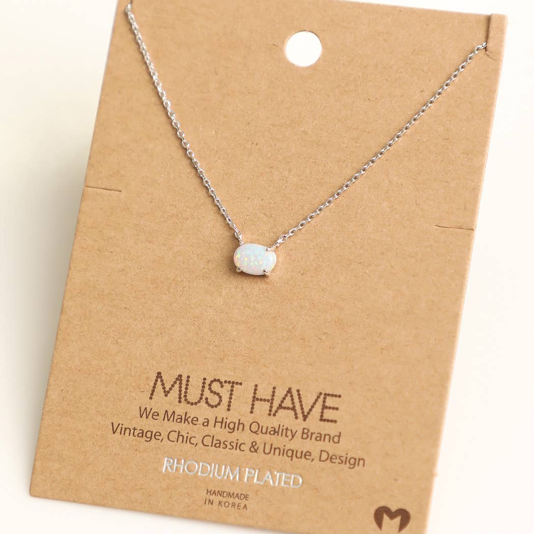 Dainty Opal Stone Pendant Necklace