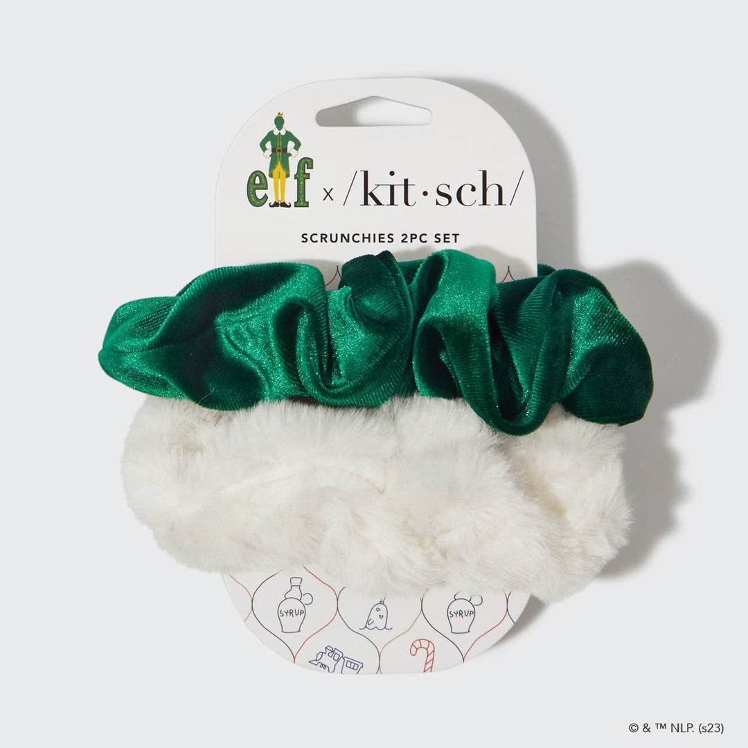 elf x kitsch Scrunchies 2pc - White & Green