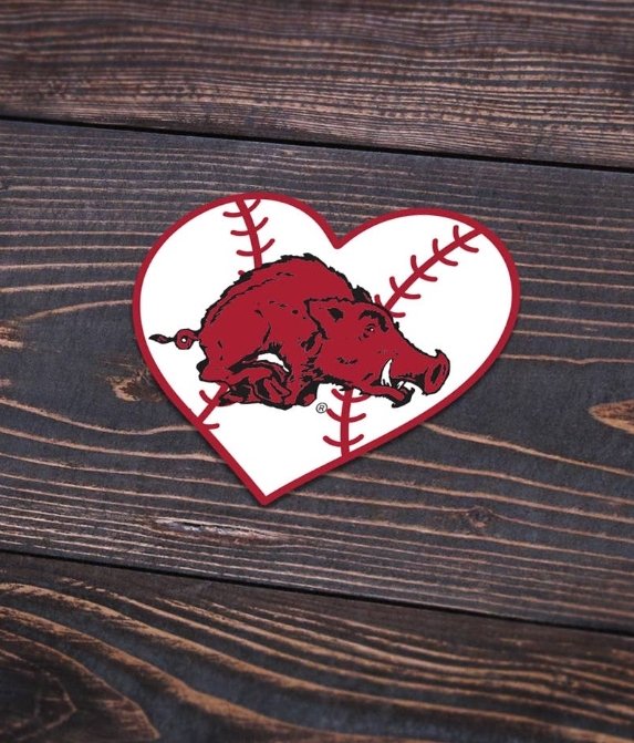 Arkansas Baseball Heart Vintage Slobbering Hog Sticker -