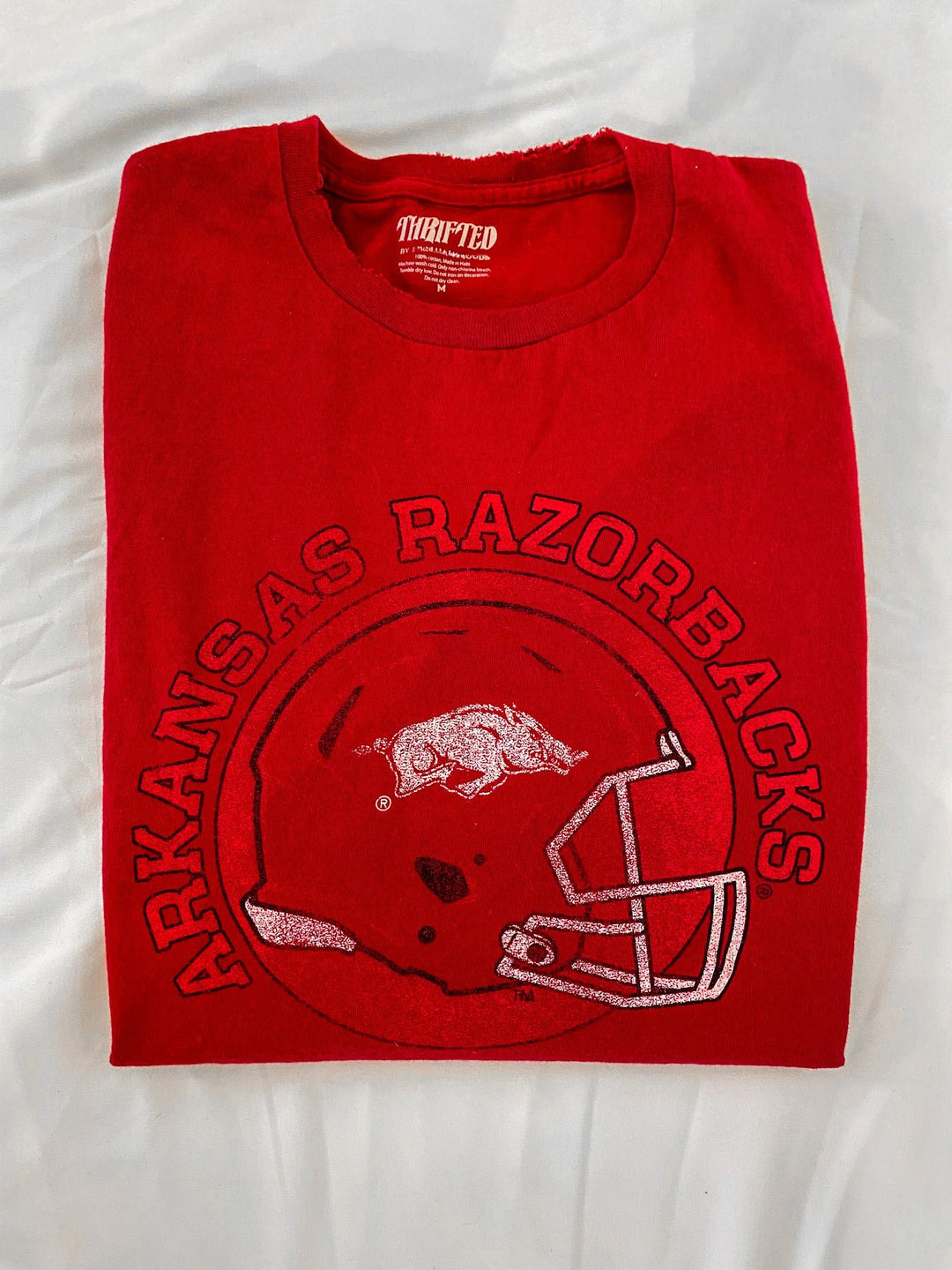 Arkansas Razorbacks Football Red Thrifted Tee - Shirts & Tops