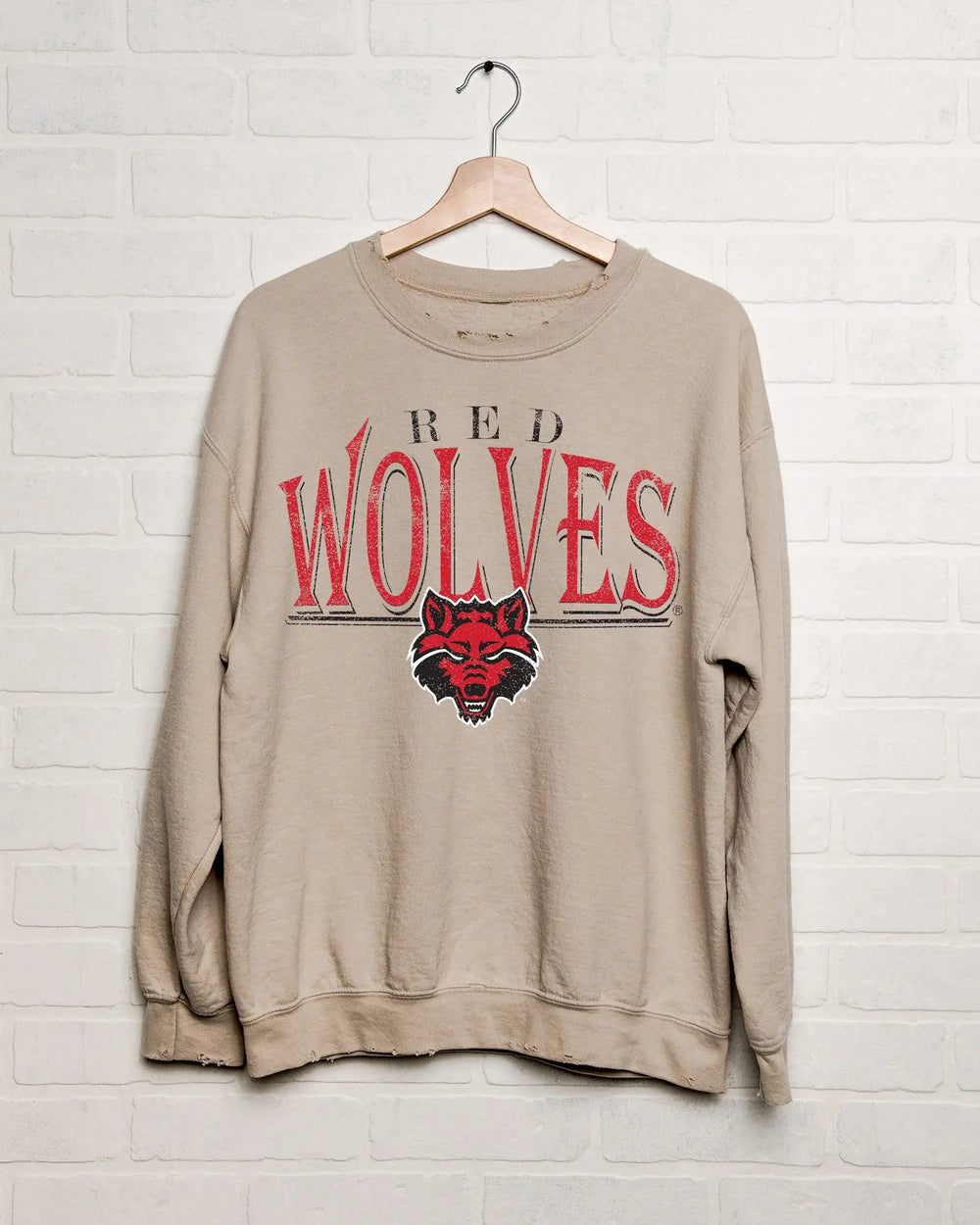 Arkansas State Red Wolves 80s Sand Thrifted Sweatshirt - Sweatshirt