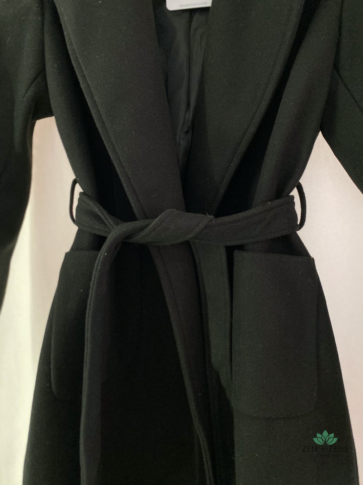 Black Belted Chic Peacoat - Coats & Jackets