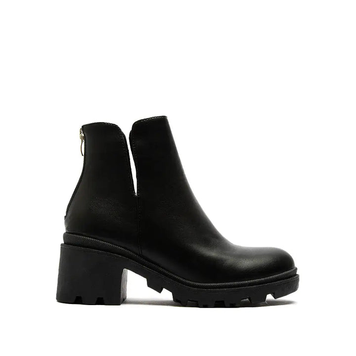 Black V-Cut Chunky Bootie - Shoes