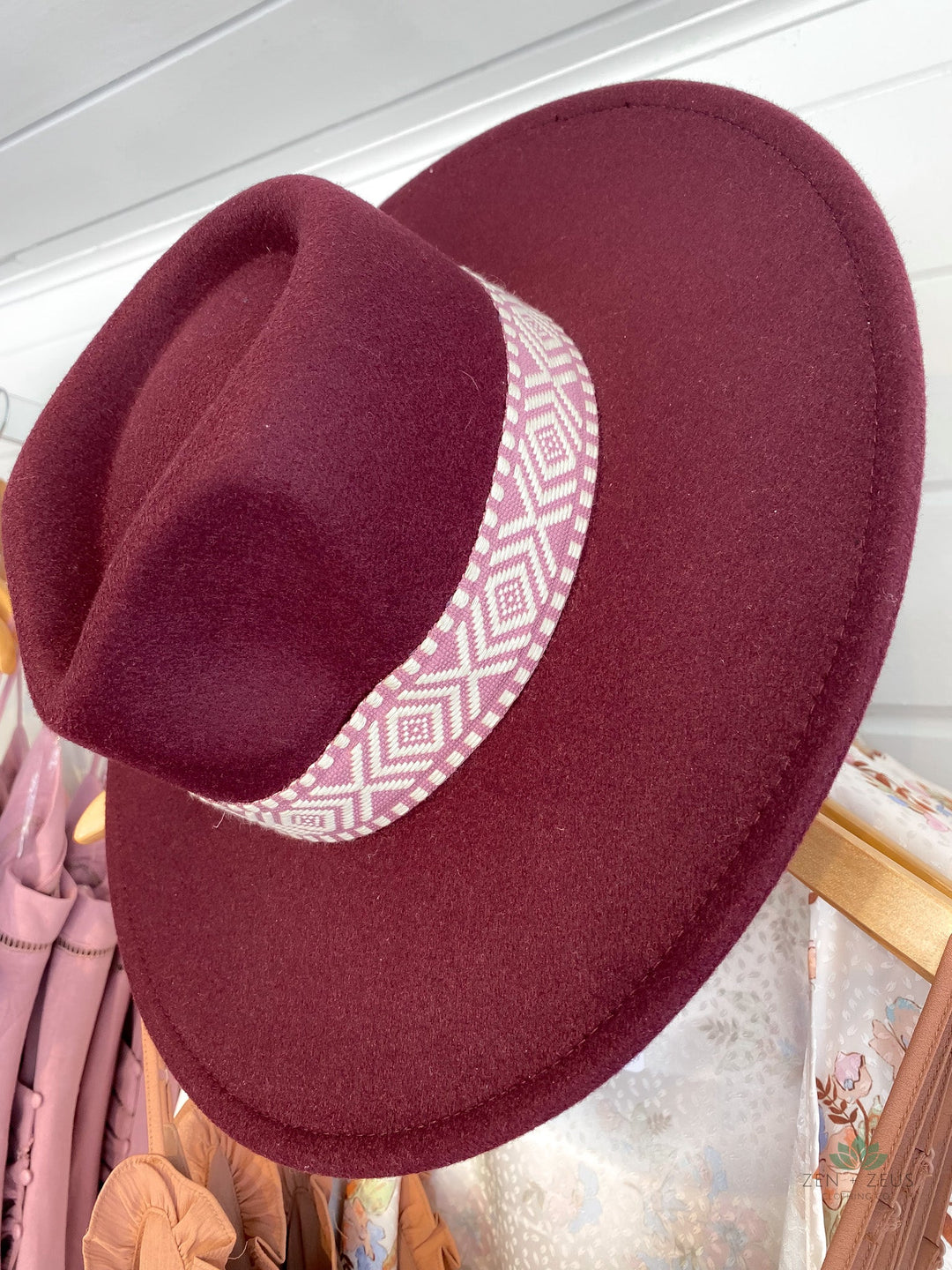 Burgundy Purple Wide Brim Hat - Hat