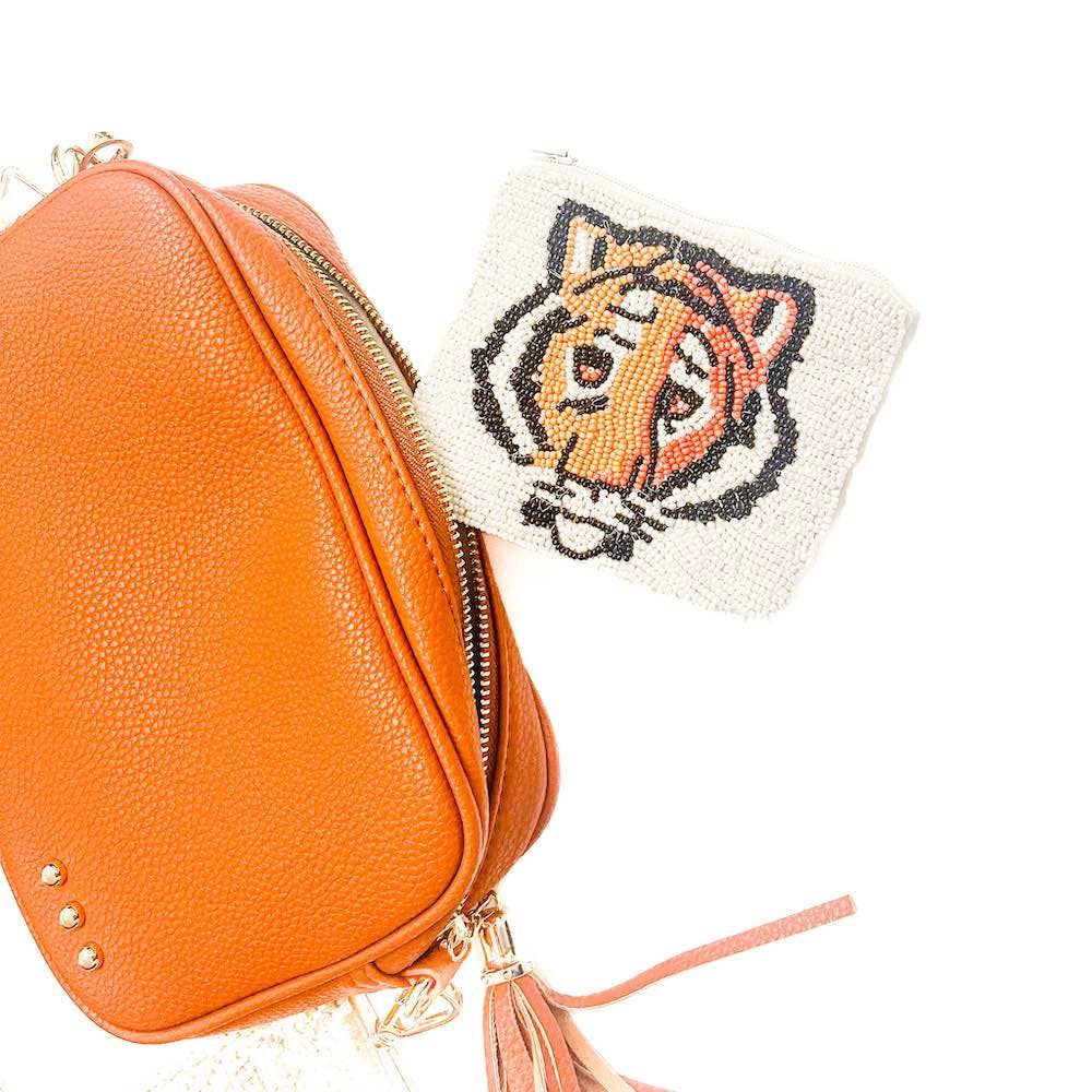 Tiger Hand Sewn Seed Bead Coin Purse