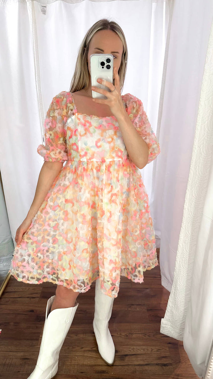 Candy Land Square Neck Babydoll Mini Dress - Dress