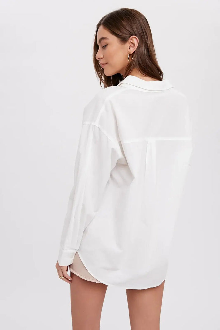 Classic Cotton White Button Up Shirt - Shirts & Tops