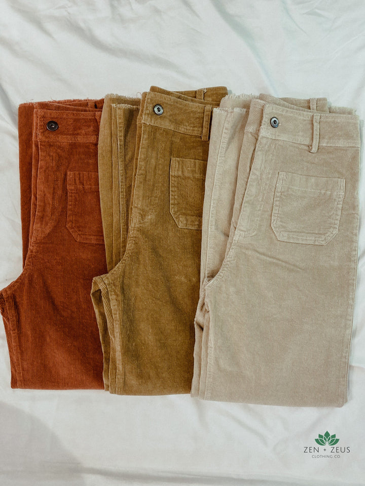 Corduroy Cropped Pants - Pants