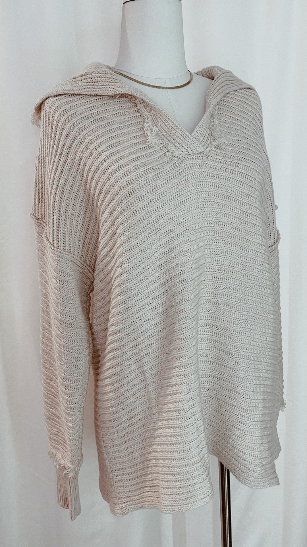 Distressed Collared Sweater Top - Outerwear