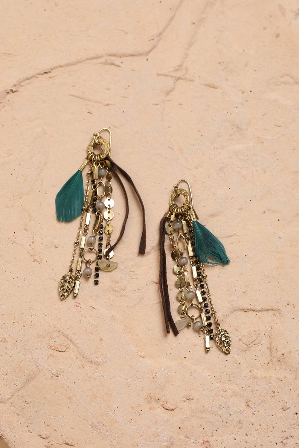 Feather Combo Dangling Earring - Accessory