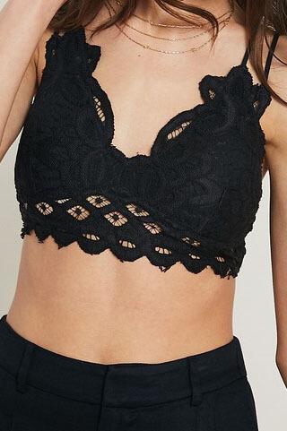 Flirty Crochet Lace Bralette (Black) - Intimates