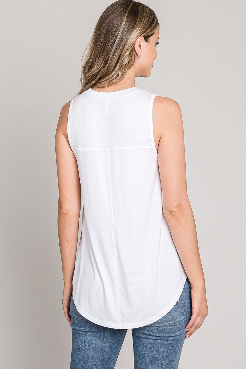 Flowy Round Neck Muscle Neck - Top