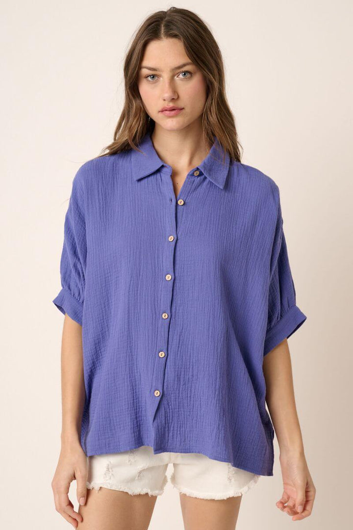 Gauze Dolman Sleeve Blouse - Shirts & Tops