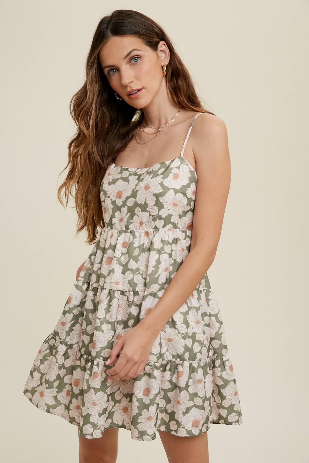 Graceful in Green Floral Mini Dress - Dress