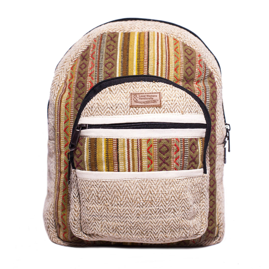 Handloomed Cotton Hemp Backpack - Bag
