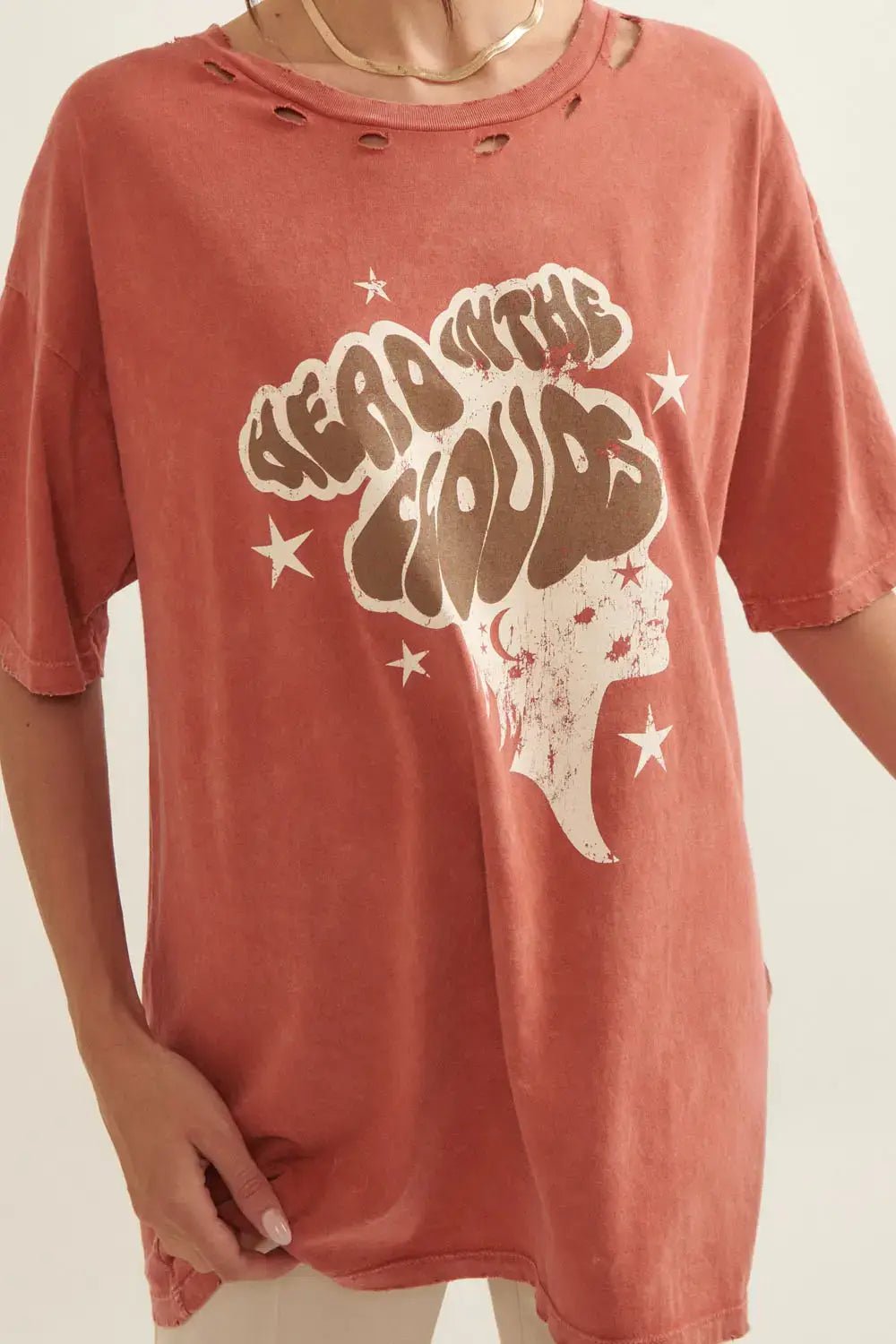 Head in the Clouds Mineral Wash Graphic Top - Graphic Tee