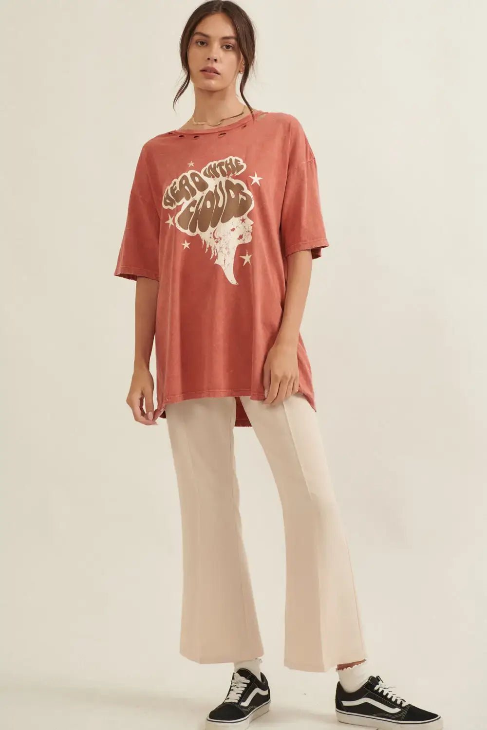 Head in the Clouds Mineral Wash Graphic Top - Graphic Tee