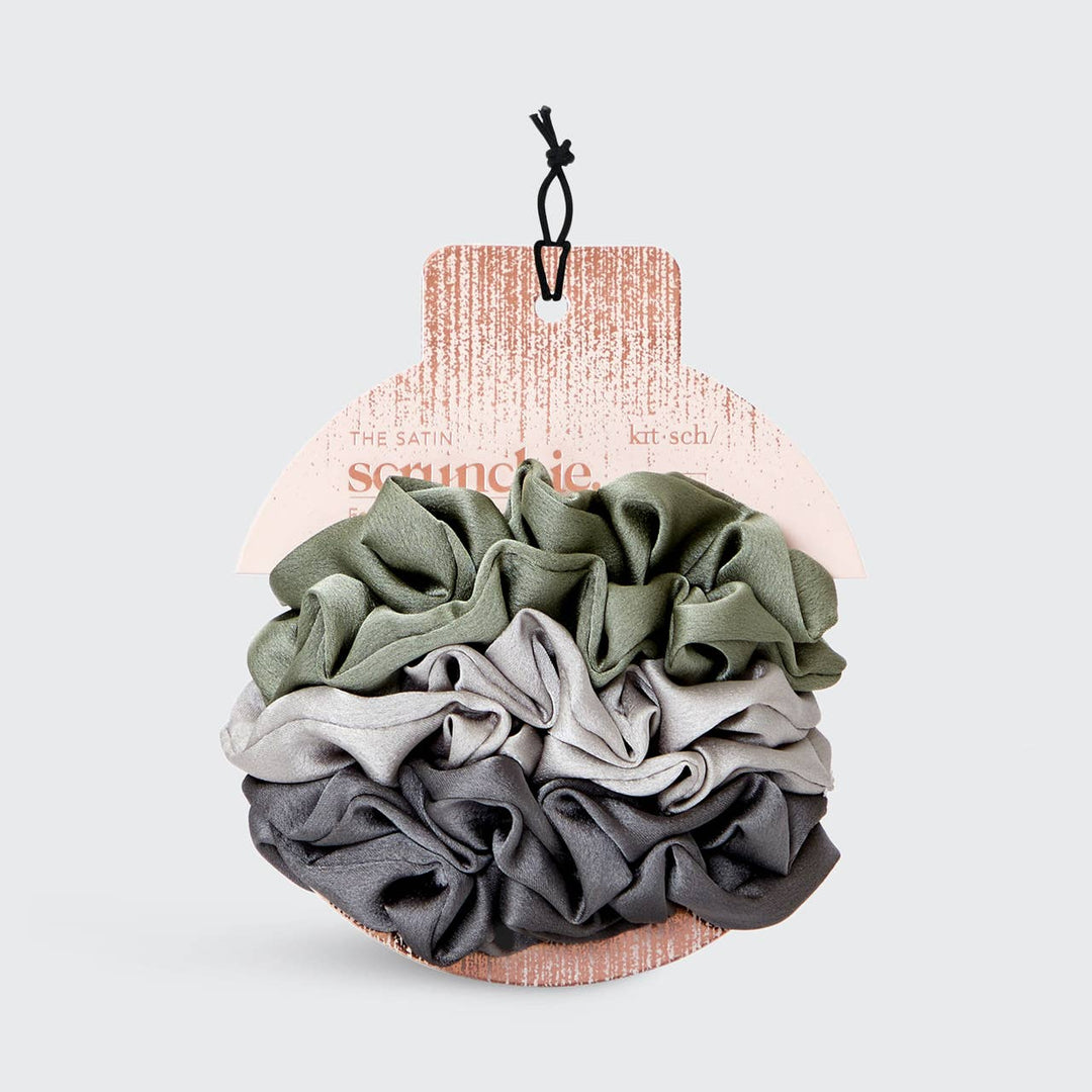 Holiday Satin Scrunchies 6pc - Winter Sage - Accessory