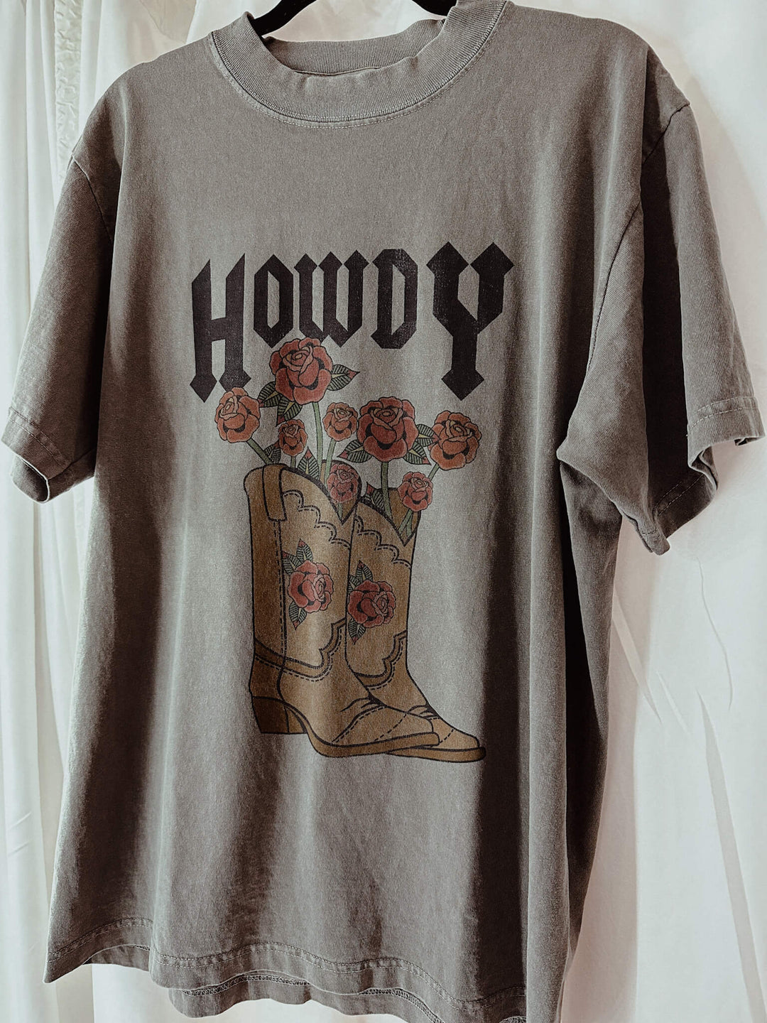 Howdy Pigment Dye Oversized Graphic Tee - Shirts & Tops