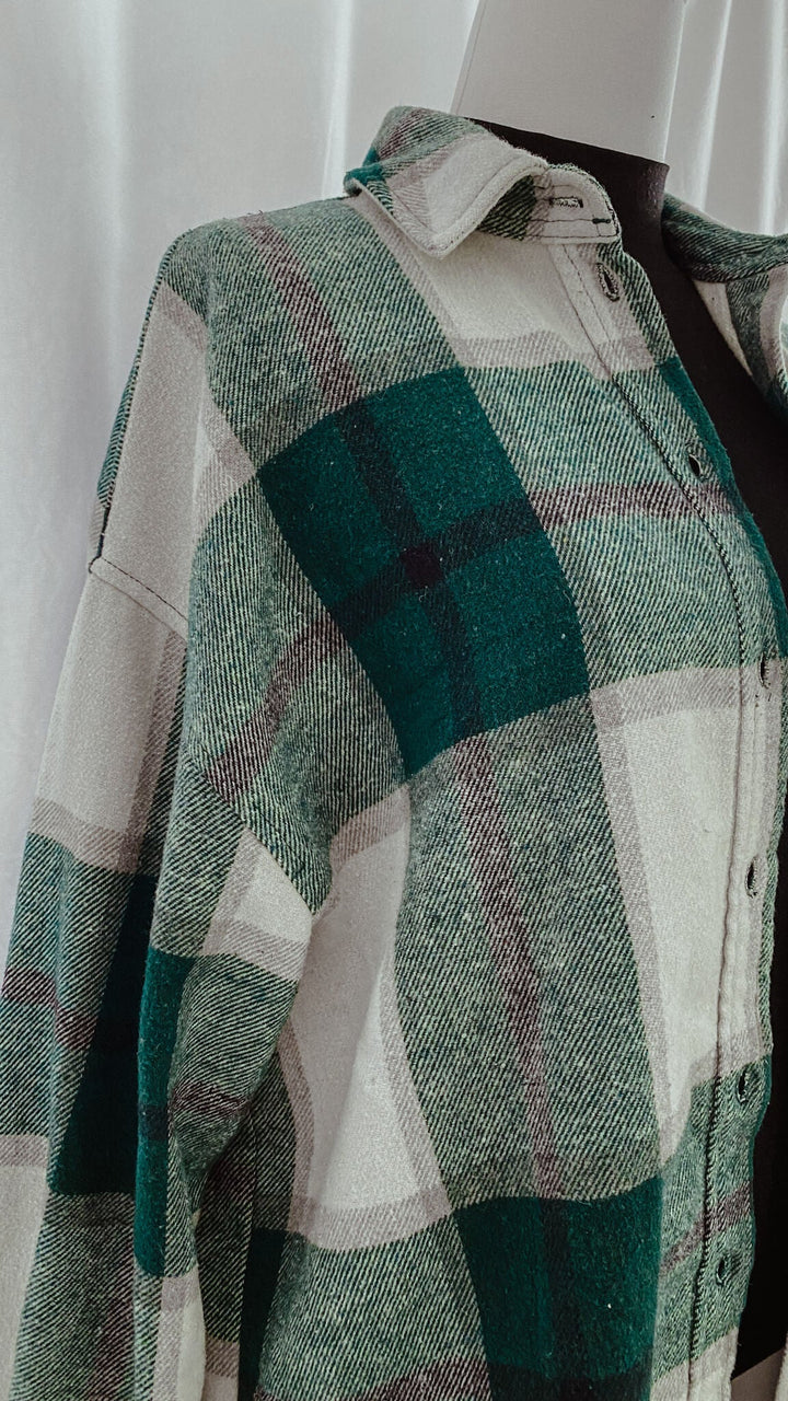Hunter Green Plaid Flannel Shacket - Shirts & Tops