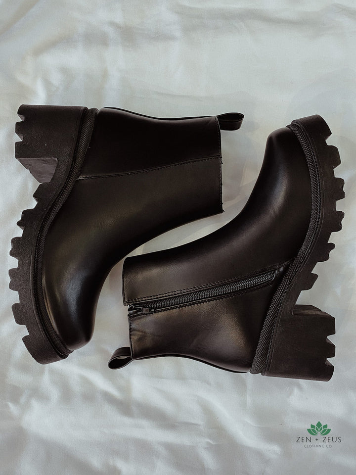 Jackie Chunky Black Ankle Boots - Shoes