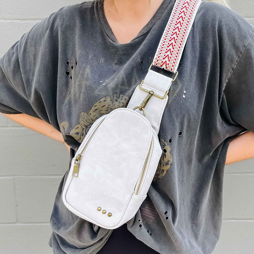 Light Gray Faux Leather Sling Bag - Bag