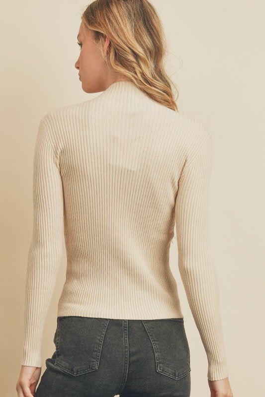 Long Sleeve Mock Neck Sweater - Shirts & Tops