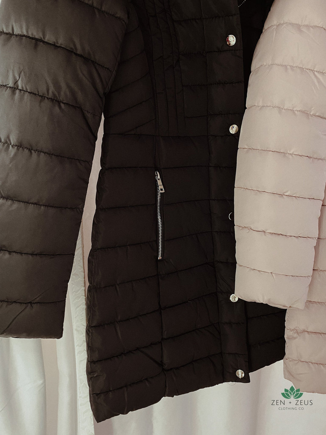 Moto Knee Length Puffer Coat - Coats & Jackets