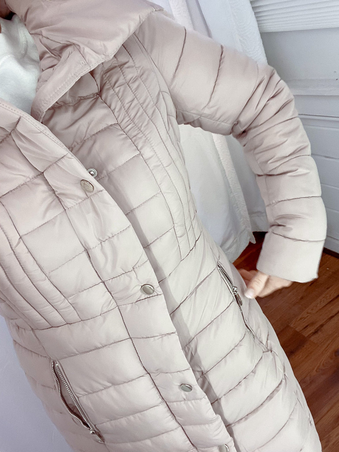 Moto Knee Length Puffer Coat - Coats & Jackets