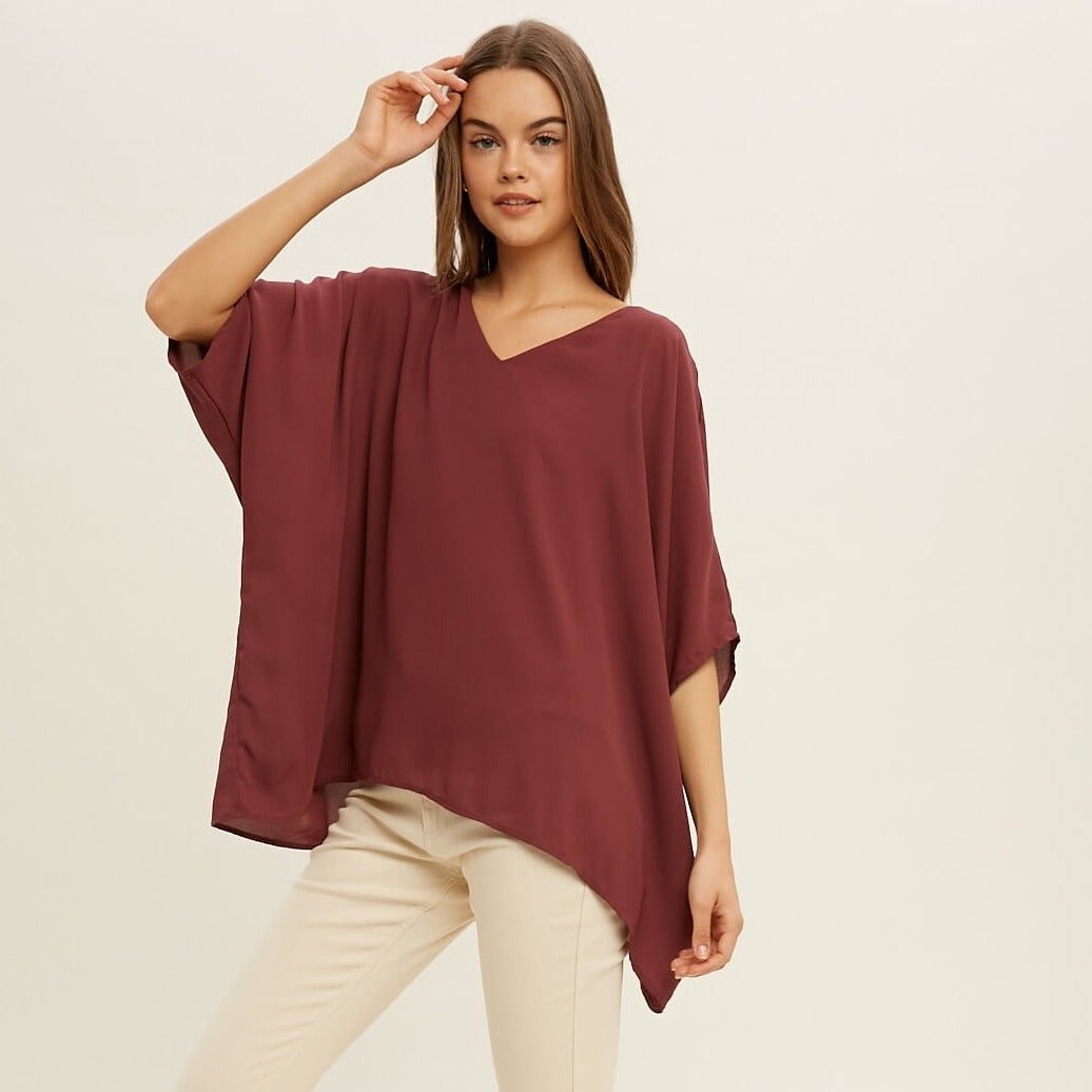Oversized Boxy Woven Blouse - Shirts & Tops