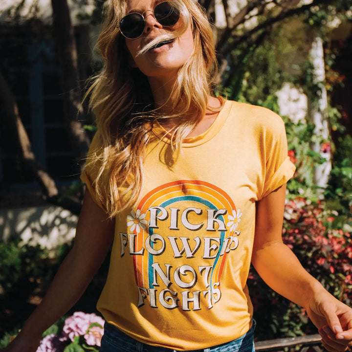 Pick Flowers Not Fights Doheny Graphic Tee - Graphic Tee