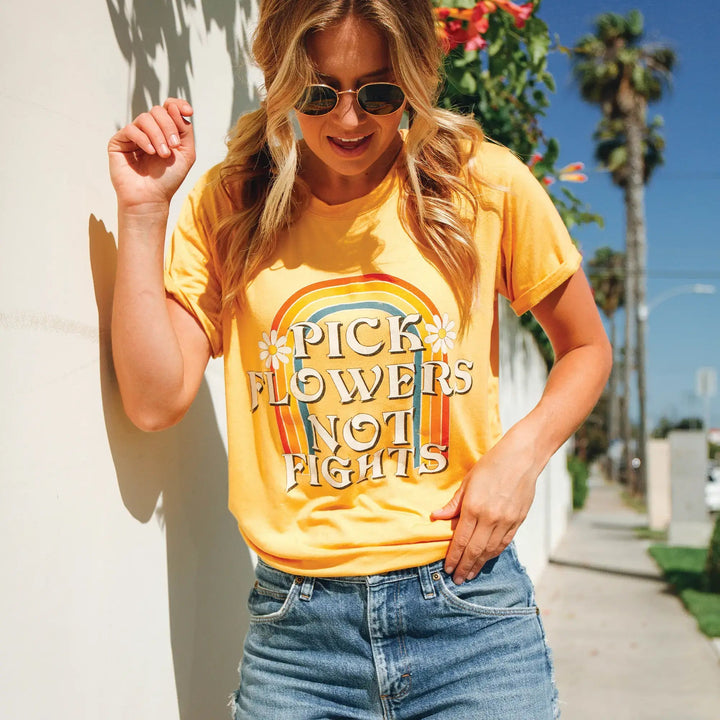 Pick Flowers Not Fights Doheny Graphic Tee - Graphic Tee