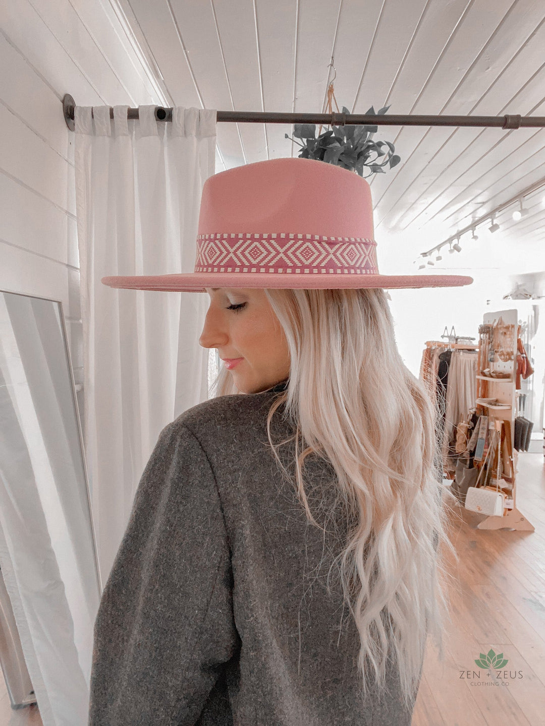 Pink Wide Brim Hat - Hat