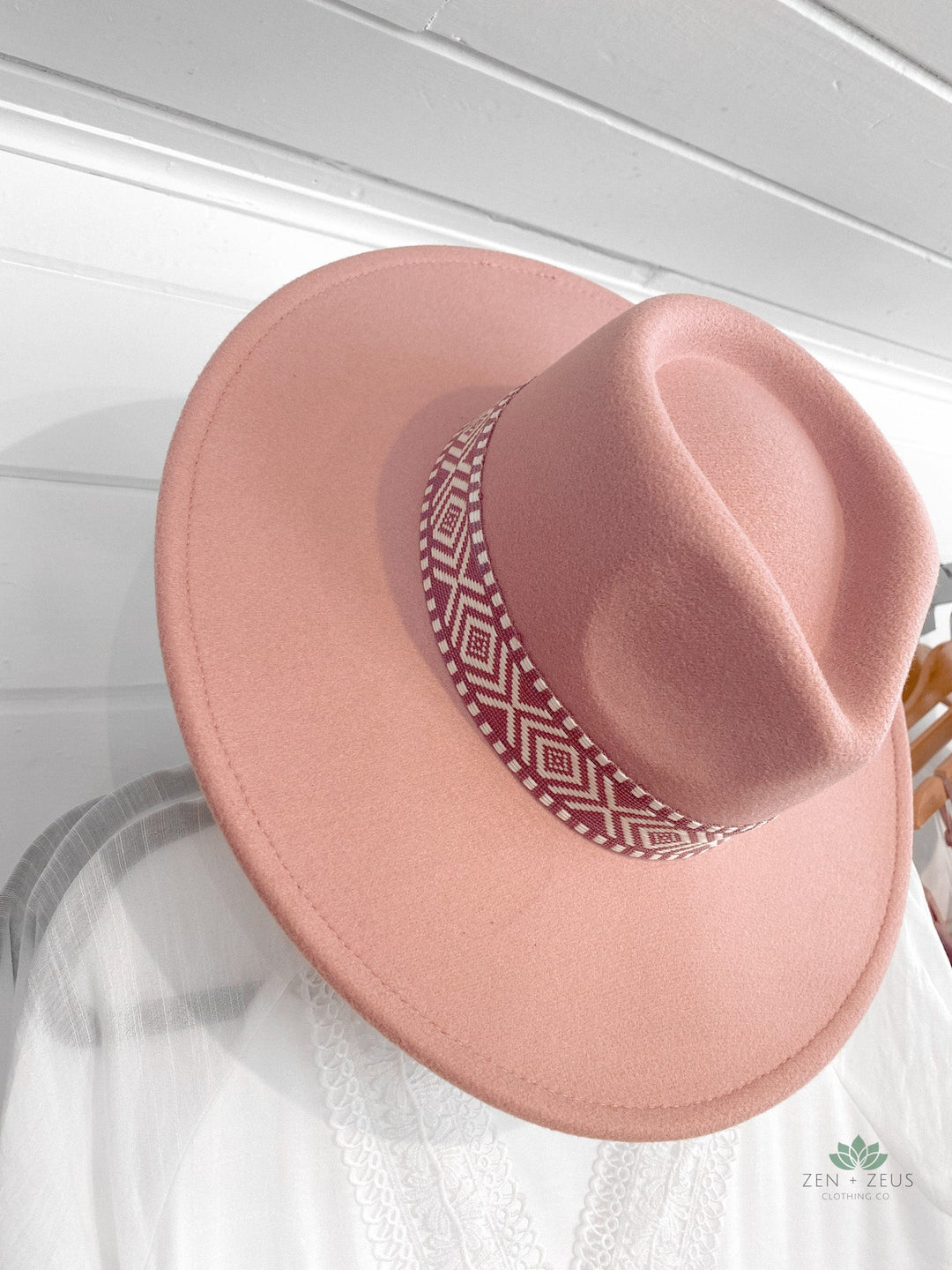 Pink Wide Brim Hat - Hat