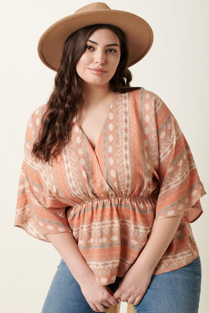 Plus Tribal Kimono Blouse - Shirts & Tops