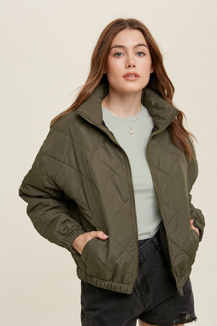 Quilted Pocketed Puff Jacket - Coats & Jackets