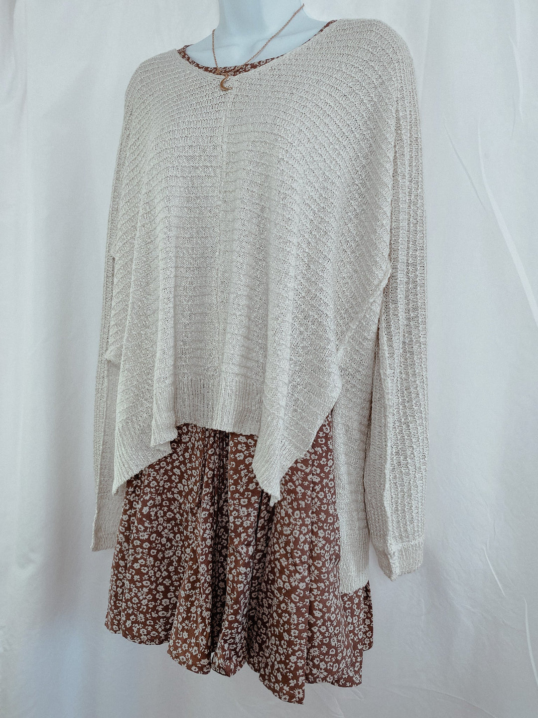 Relaxed Fit Cream Textured Sweater - Sweater