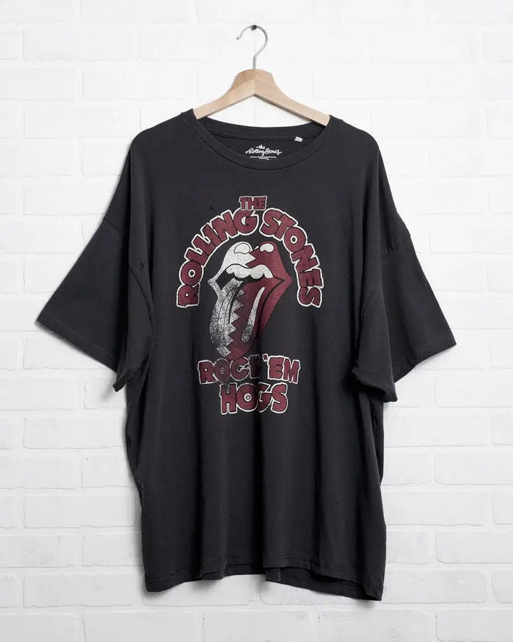Rolling Stones Rock Em Hogs Off Black Oversized Tee - Shirts & Tops