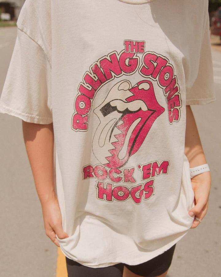 Rolling Stones Rock 'Em Hogs Thrifted Tee - Graphic Tee